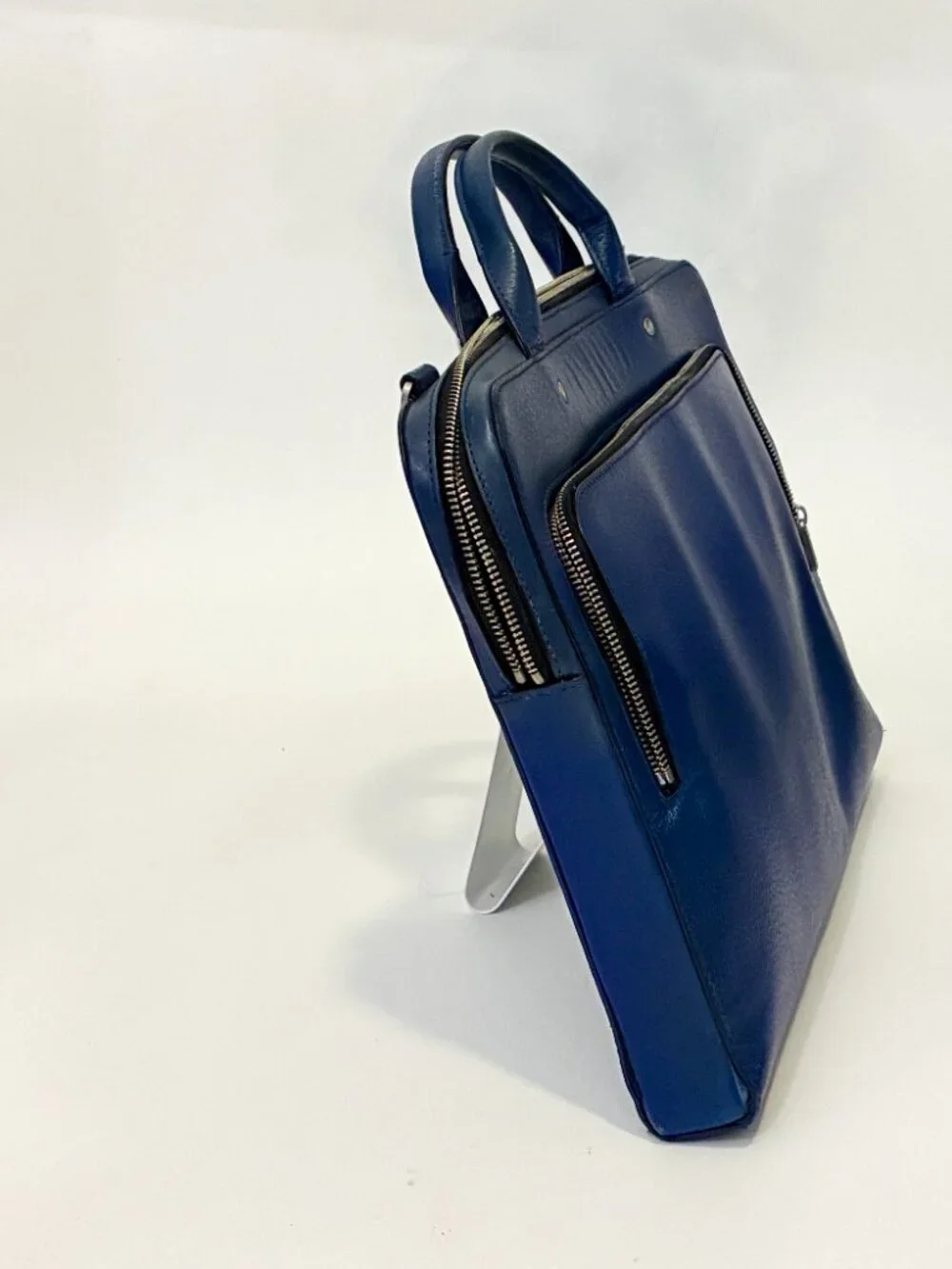 Jack Spade Mason Leather Slim Briefcase Cobalt Blue